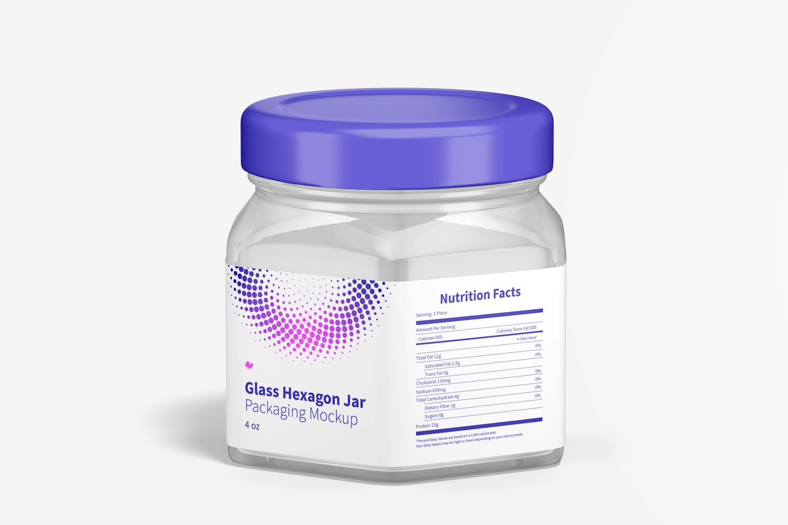 4 oz Glass Hexagon Jar Mockup