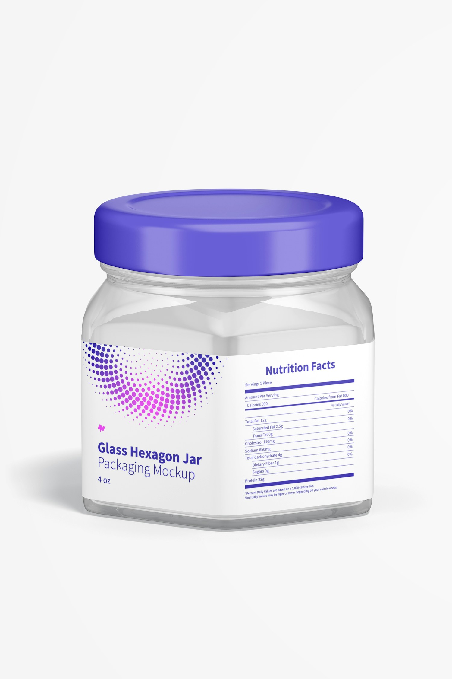 4 oz Glass Hexagon Jar Mockup 4 oz Glass Hexagon Jar Mockup