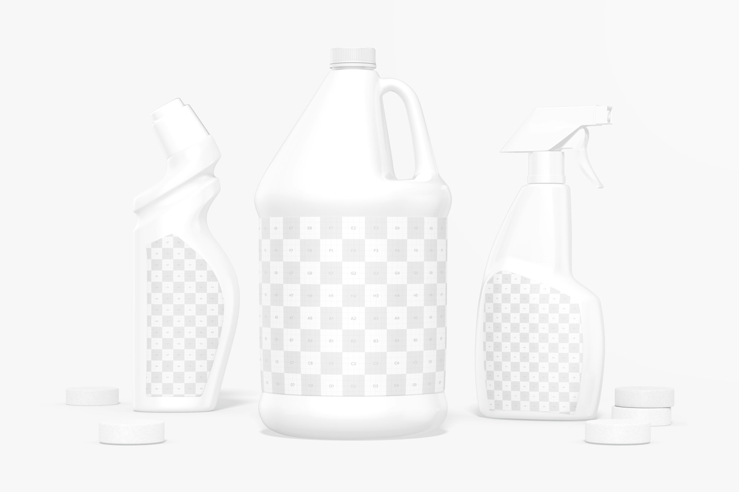 Cleaning Products Scene Mockup, Front View