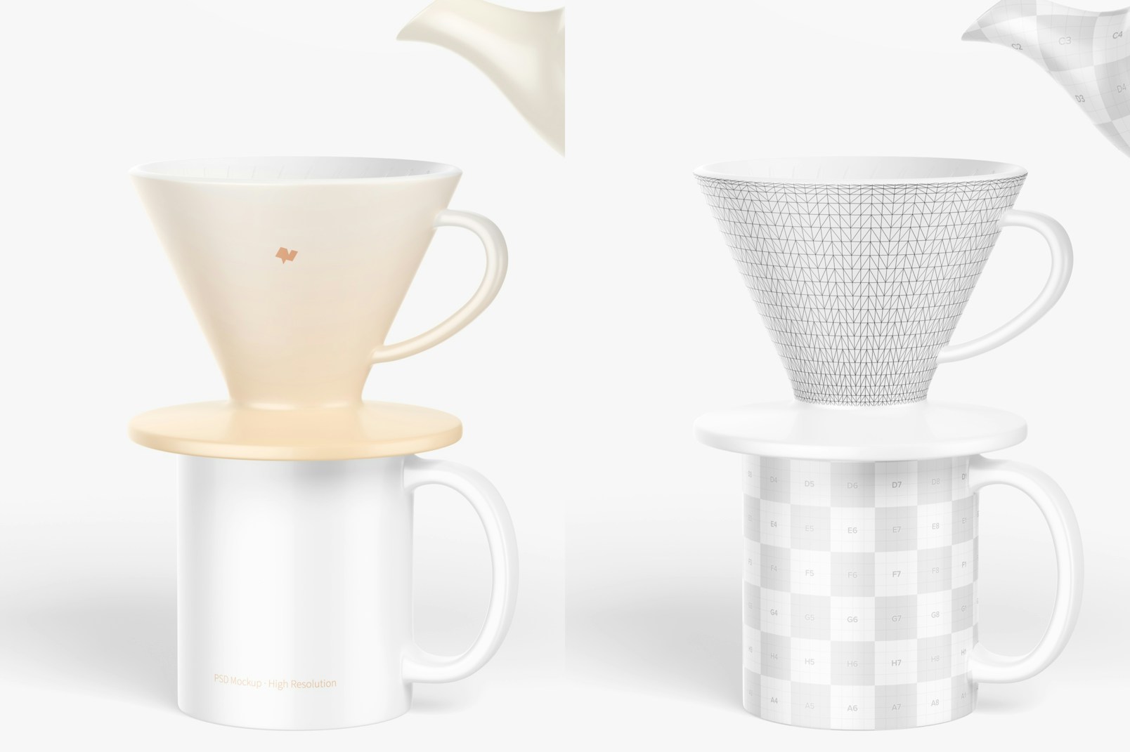 Maqueta de Tazas para Filtrado de Café con Mug