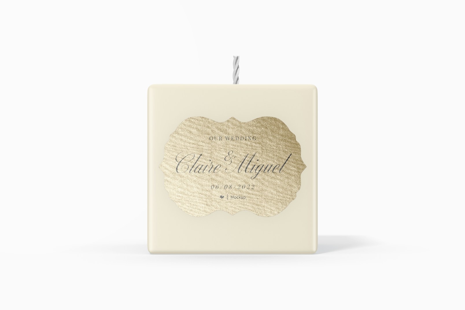 Square Candle Mockup, Front View