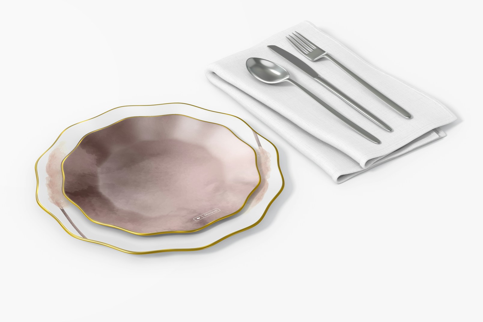 Flower Shaped Plate Mockup, Perspective View