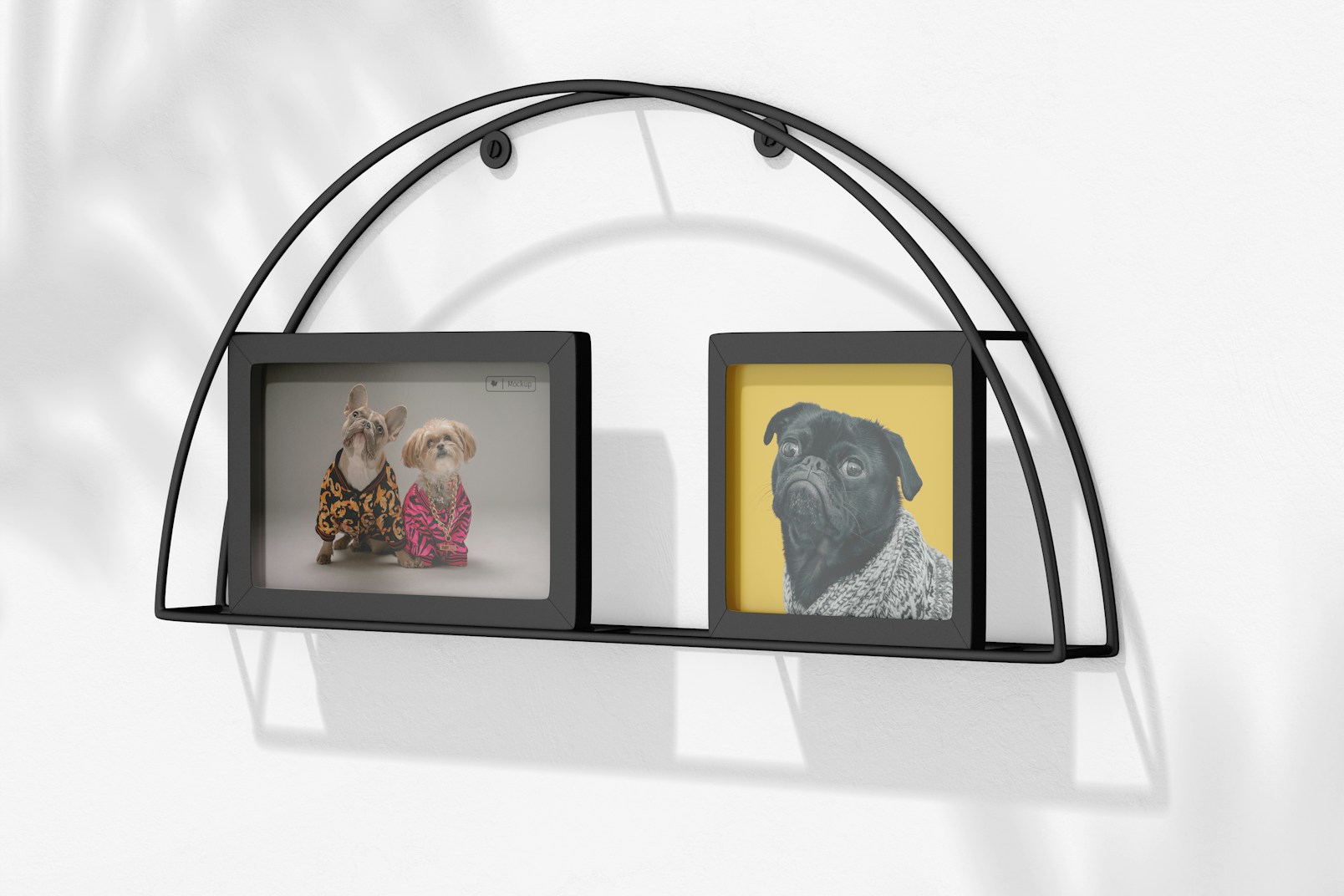 Arch Photo Frame Stand Mockup, on Wall