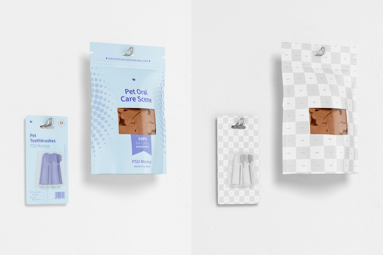 Pet Oral Care Scene Mockup, Hanging on Wall