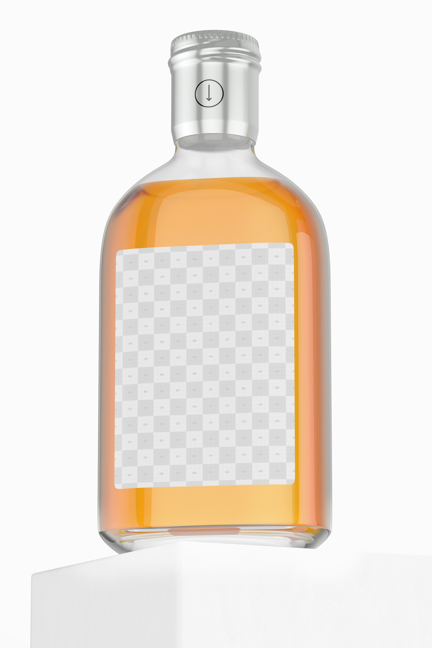 200 ml Whisky Bottle Mockup, Low Angle View