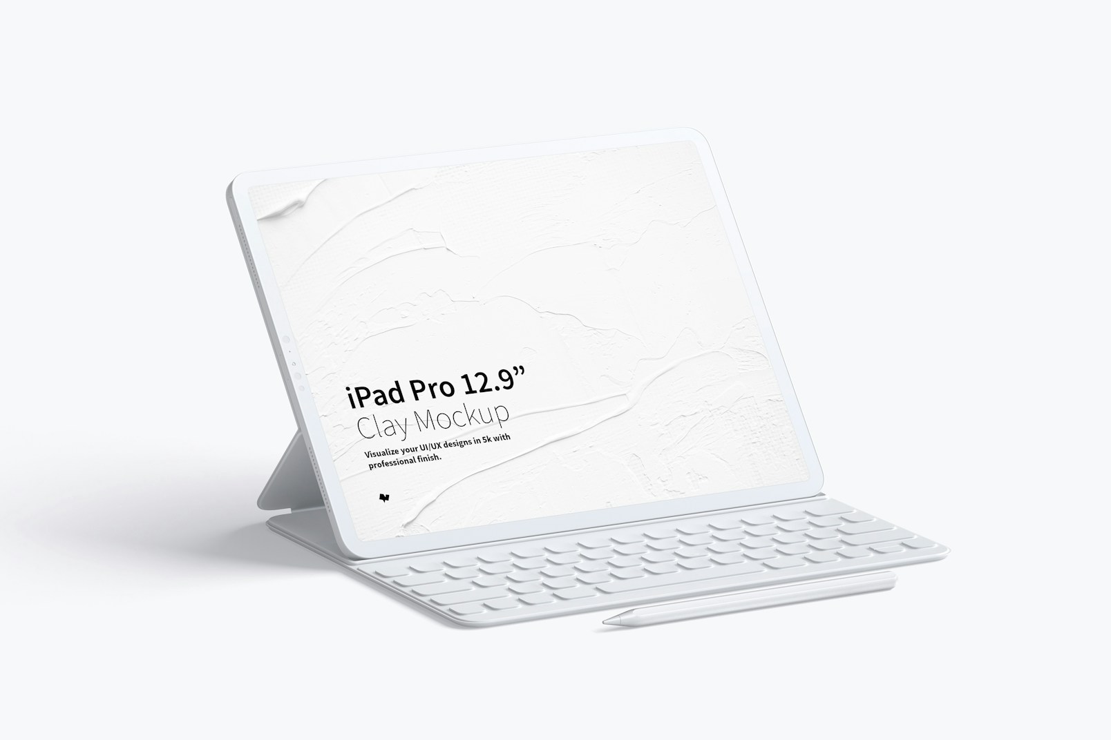 Clay iPad Pro 12.9” Mockup, With Key Board