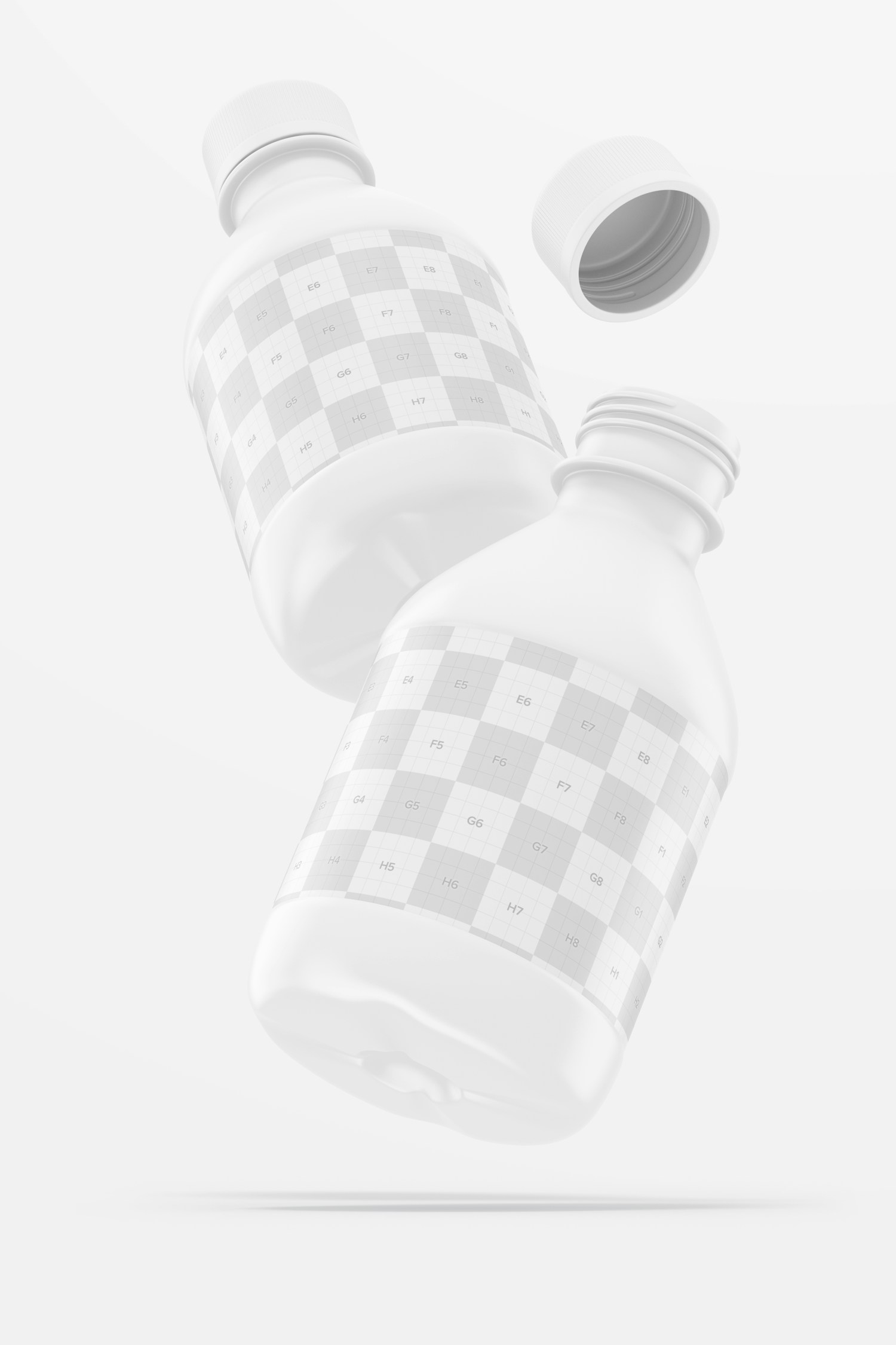 Mini Water Bottles Mockup, Floating