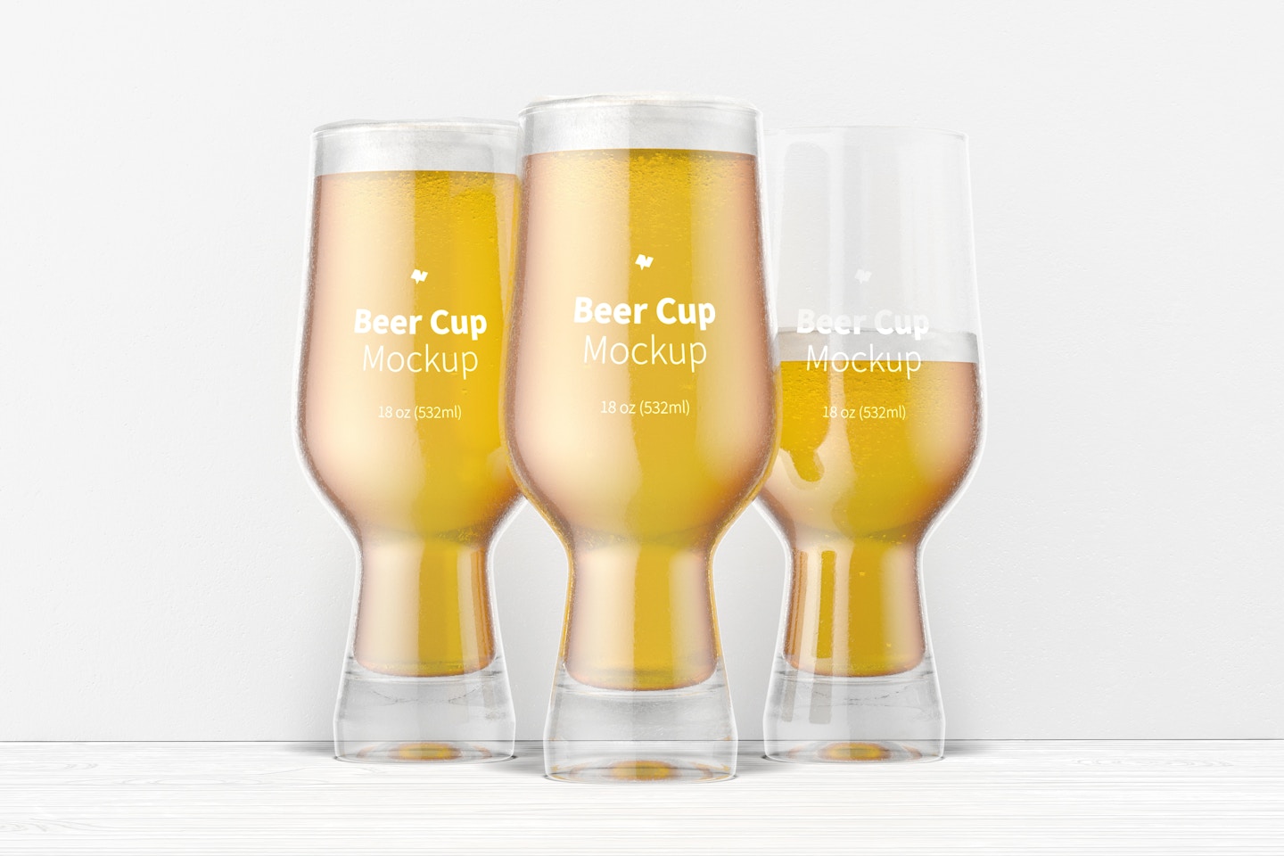 18 oz Glass Beer Cup Set Mockup