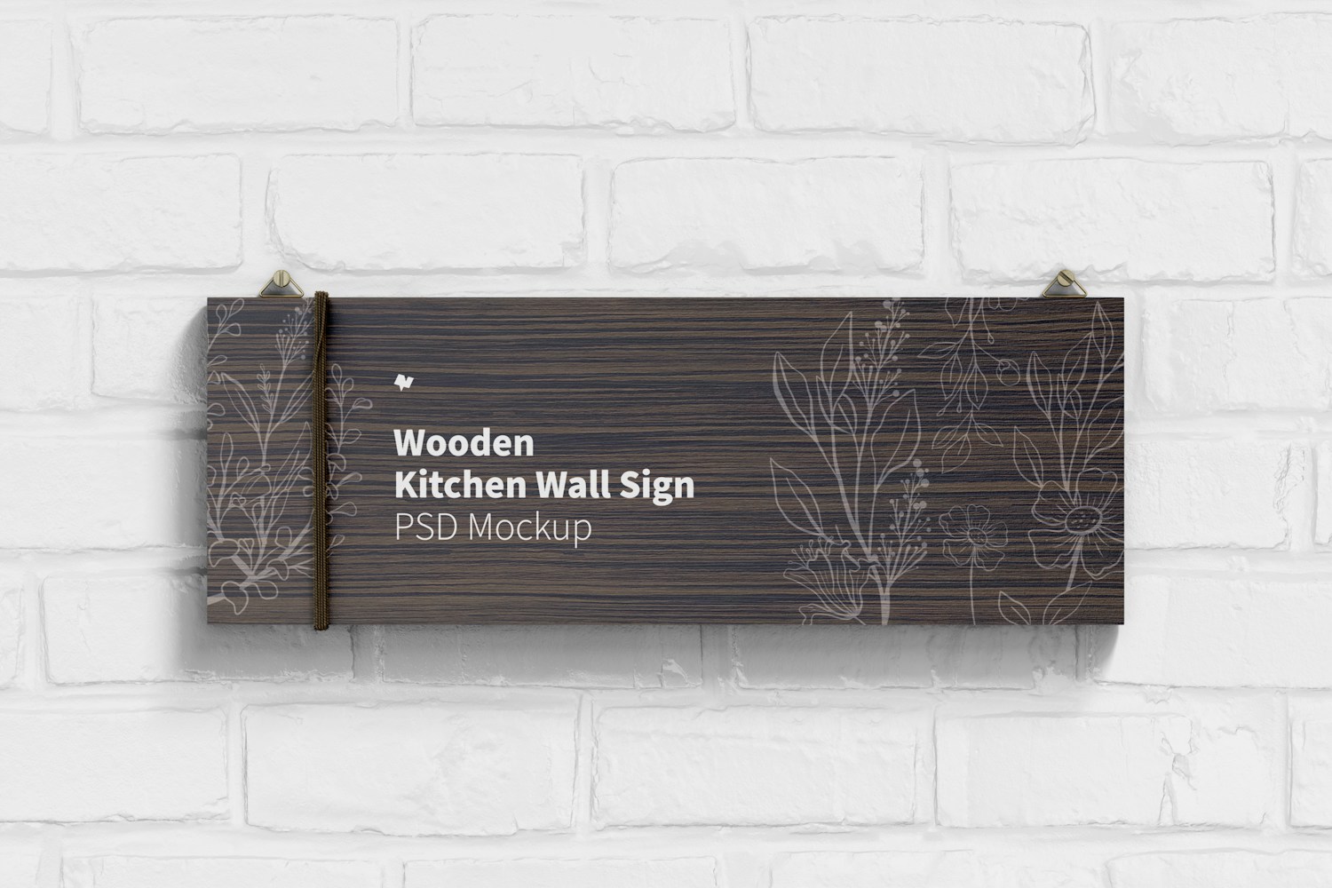 Wooden Kitchen Wall Sign Mockup, Front View