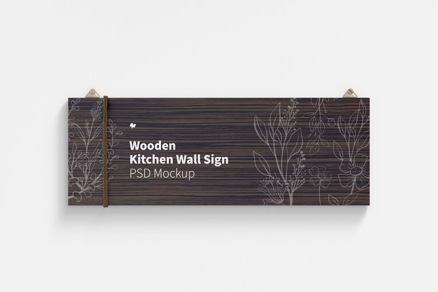 Wooden Kitchen Wall Sign Mockup, Front View