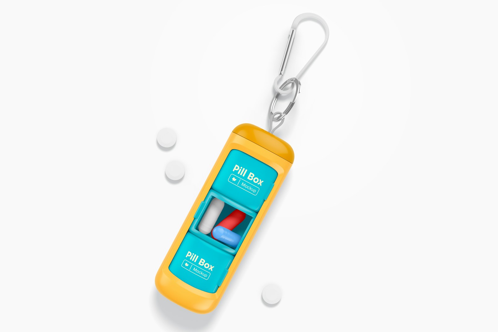 Pill Box Keychain Mockup, Top View