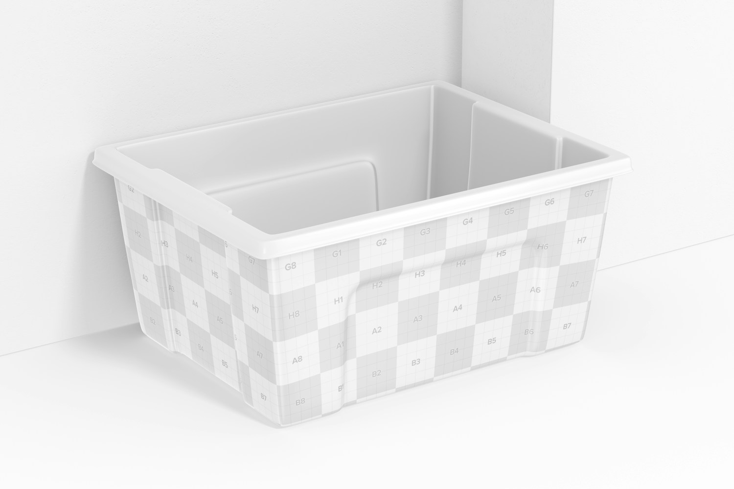 Rectangular Recycling Bin Mockup, Perspective Rectangular Recycling Bin Mockup, Perspective