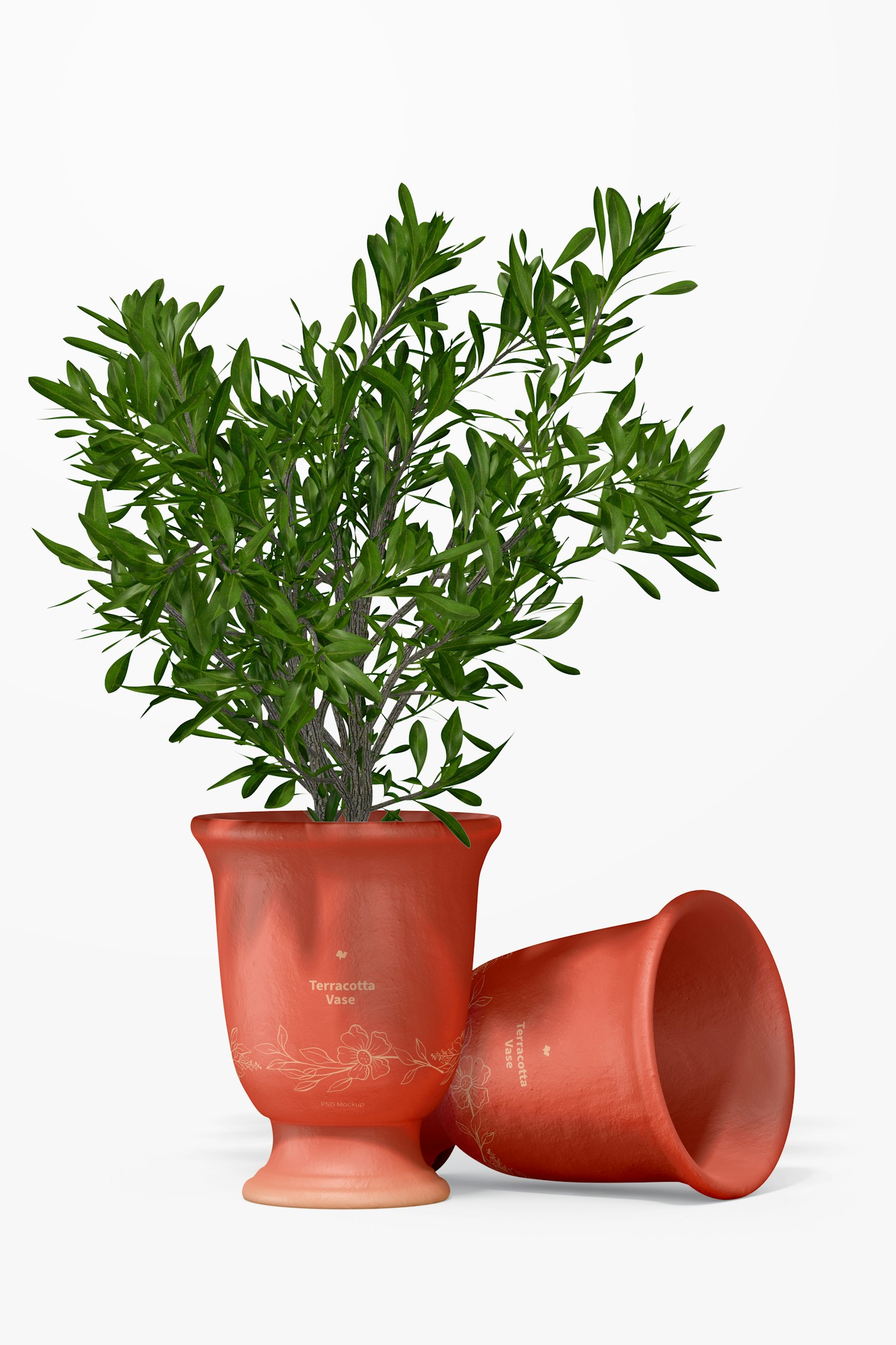 Terracotta Vases Mockup, Standing and Lying Terracotta Vases Mockup, Standing and Lying