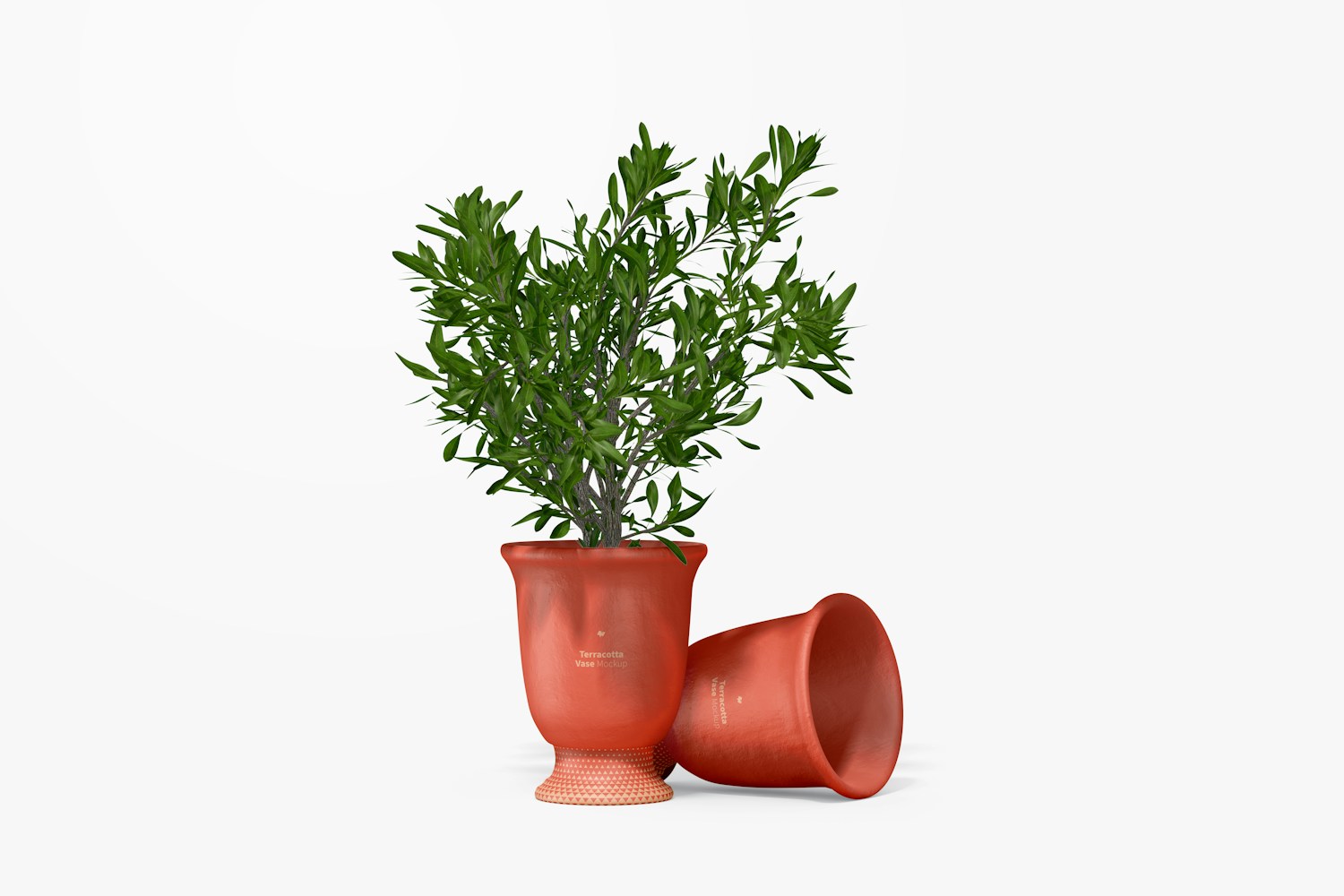 Terracotta Vases Mockup, Standing and Lying Terracotta Vases Mockup, Standing and Lying
