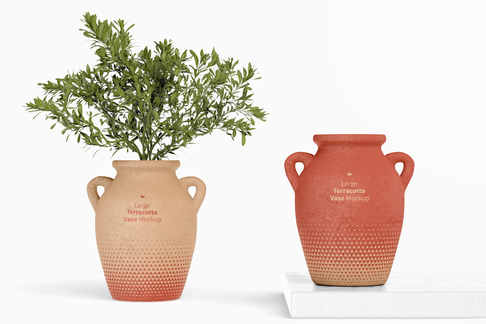 Large Terracotta Vases with Handles Mockup, Front View