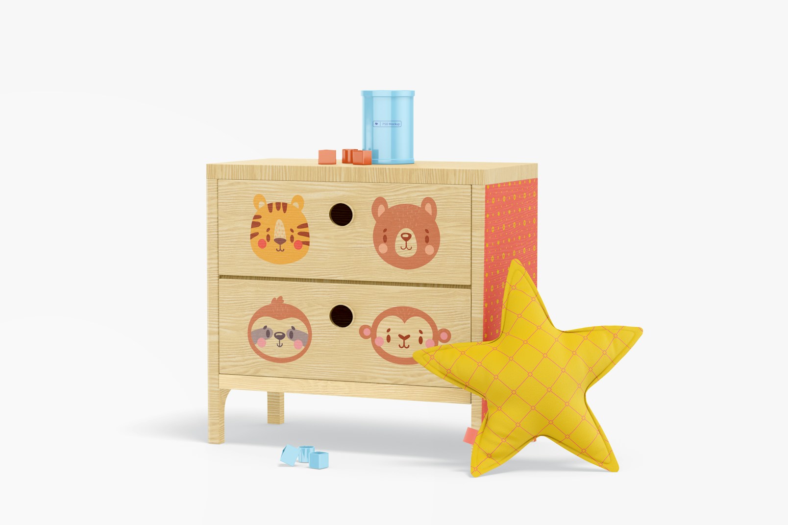Dresser Drawer with Star Pillow Mockup