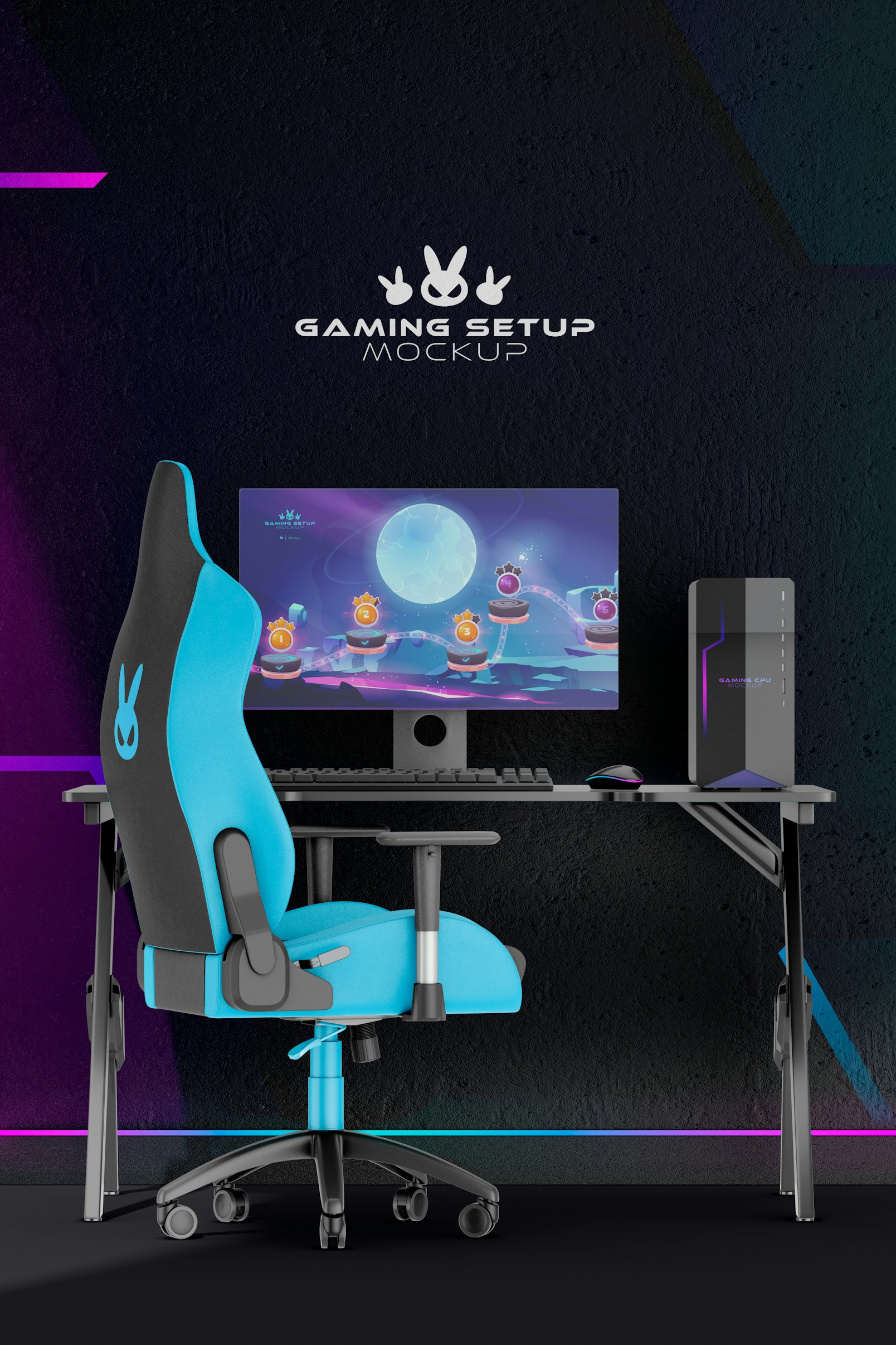 Gaming Room Scenes Mockup, Front View