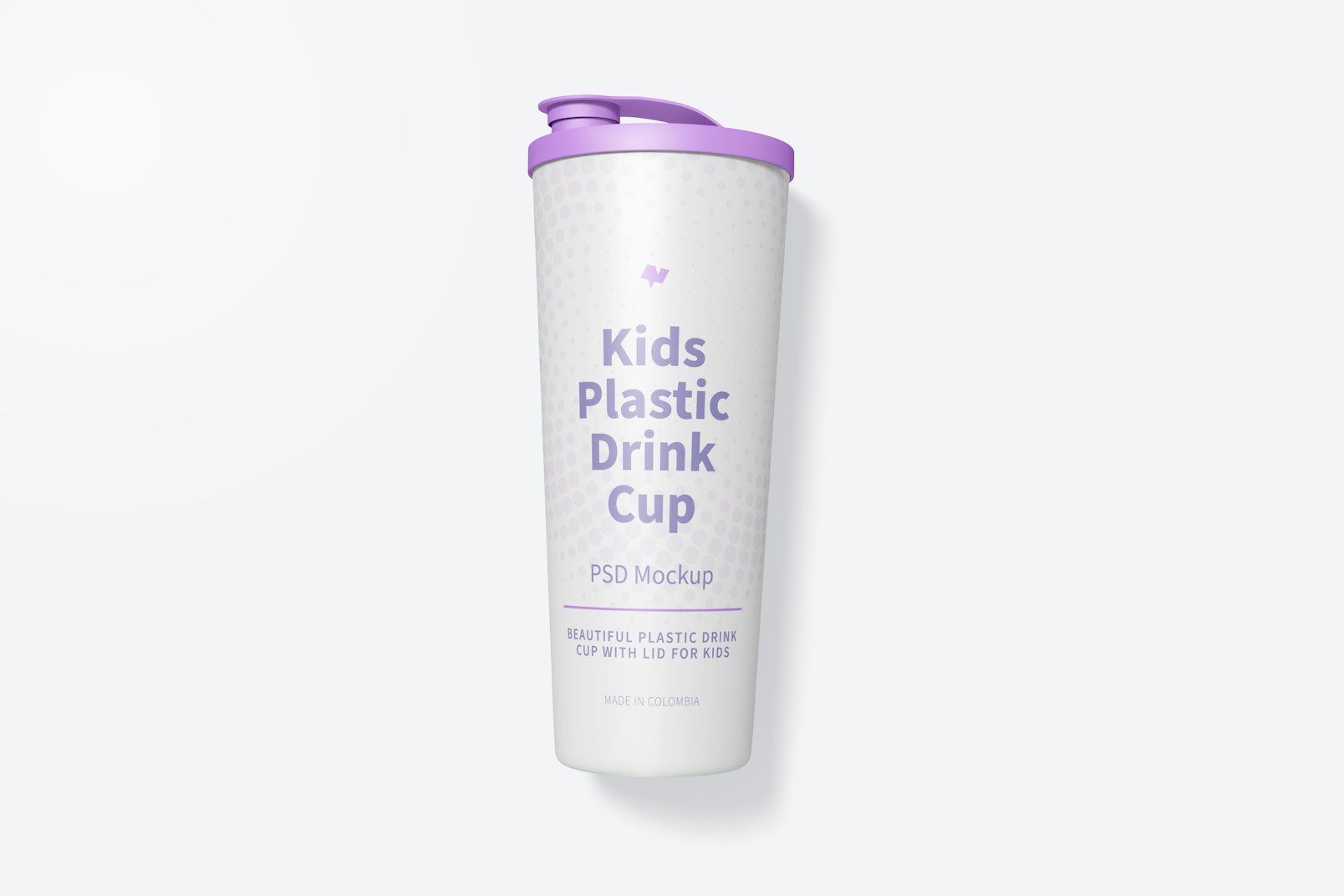 Kids Plastic Drink Cup With Lid Mockup, Top View