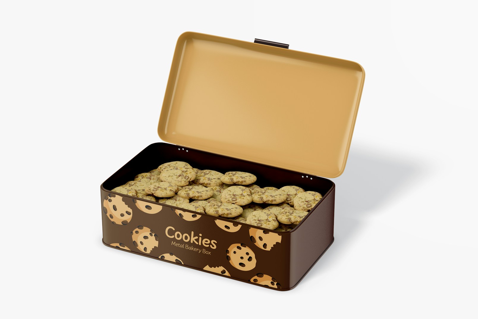 Metal Bakery Box with Cookies Mockup
