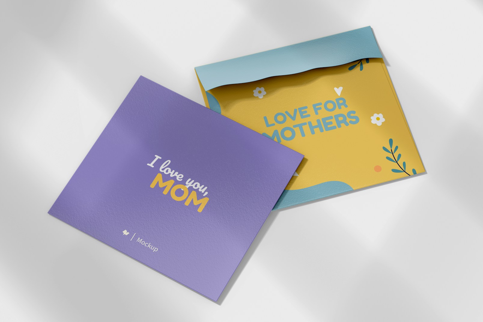 Square Mother’s Day Card Mockup, with Envelope