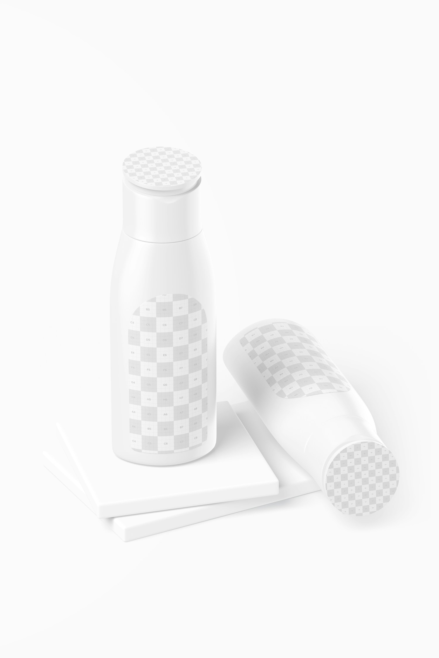 2.5 Oz Hand Lotion Bottles Mockup, Standing and Dropped