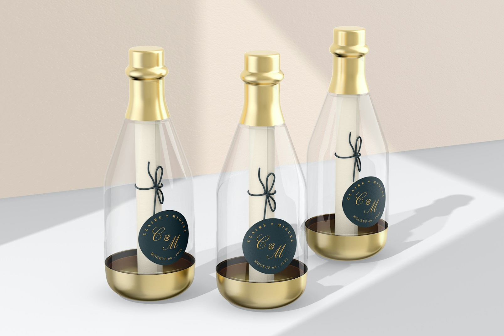 Mini Champagne Bottle Set Mockup