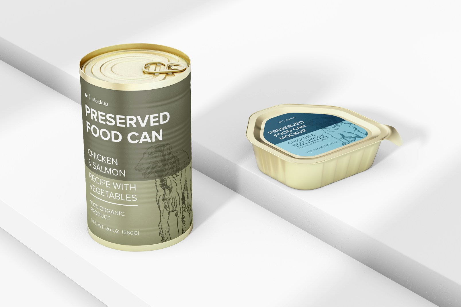 Preserved Food Can Mockup, Perspective