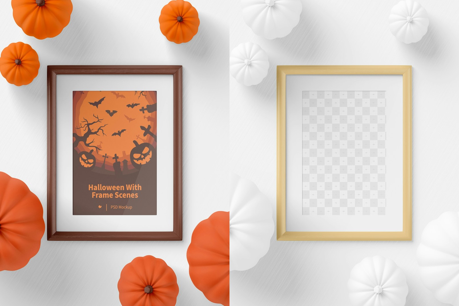 Halloween with Frame Scene Mockup, Top View