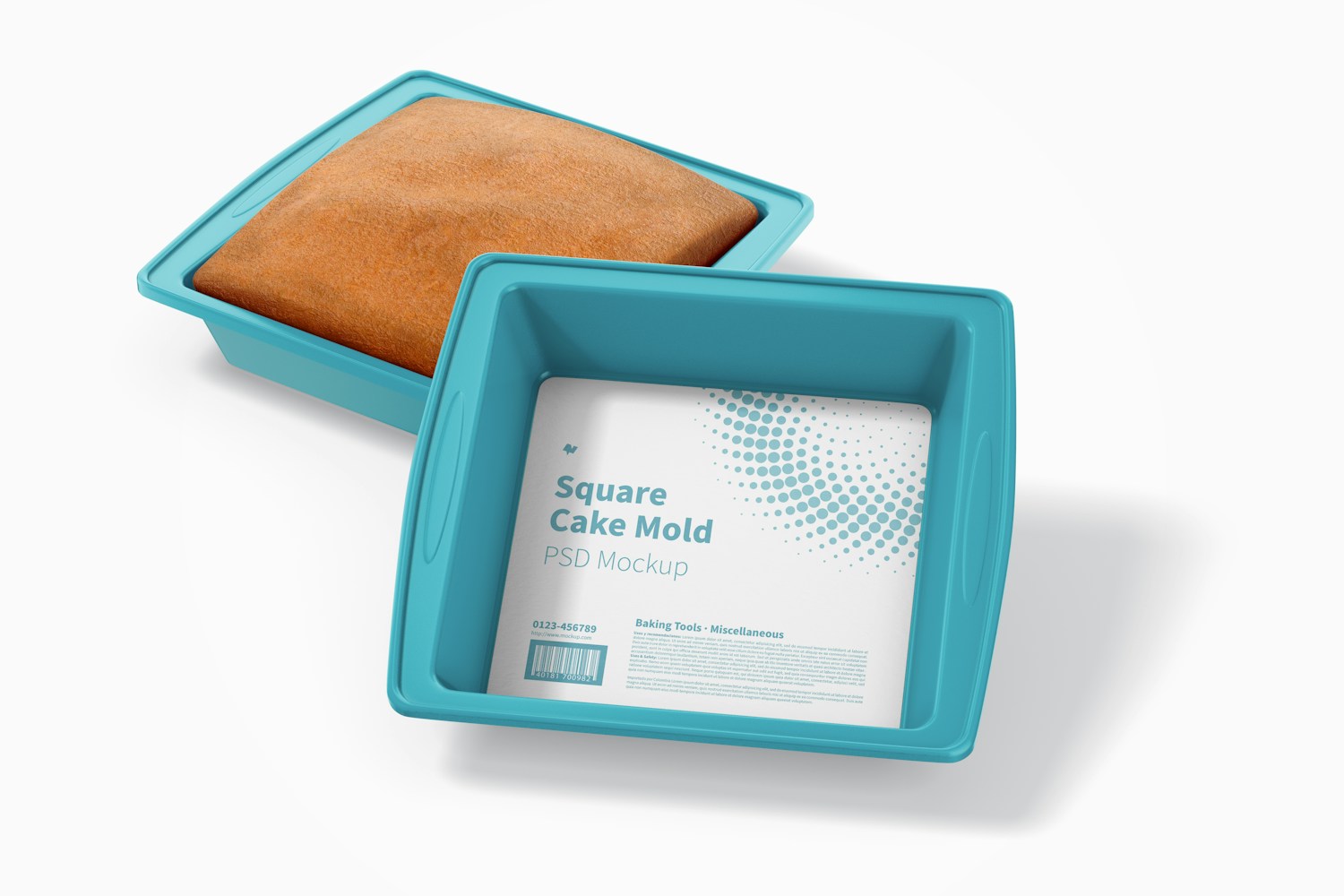 Silicone Square Cake Molds Mockup, Perspective Silicone Square Cake Molds Mockup, Perspective
