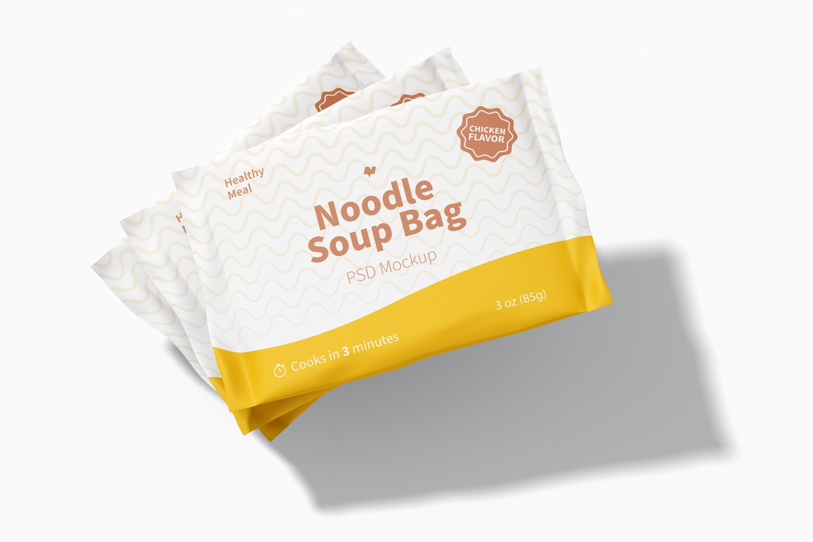 Noodle Soup Bags Mockup, Perspective View