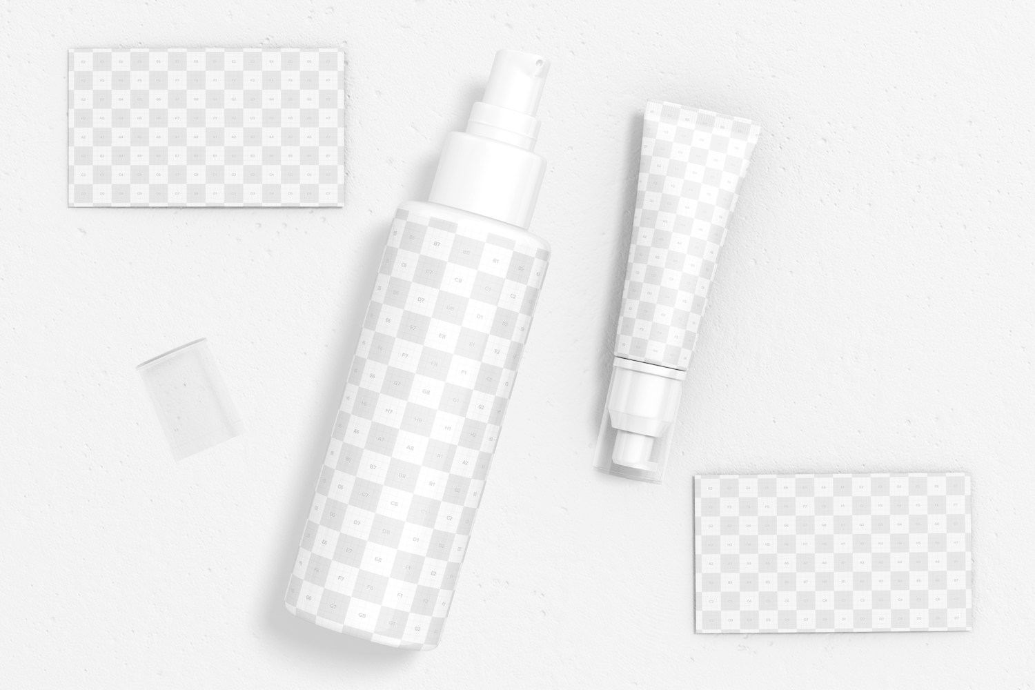 Stationery and Cosmetics Scene Mockup, Top View