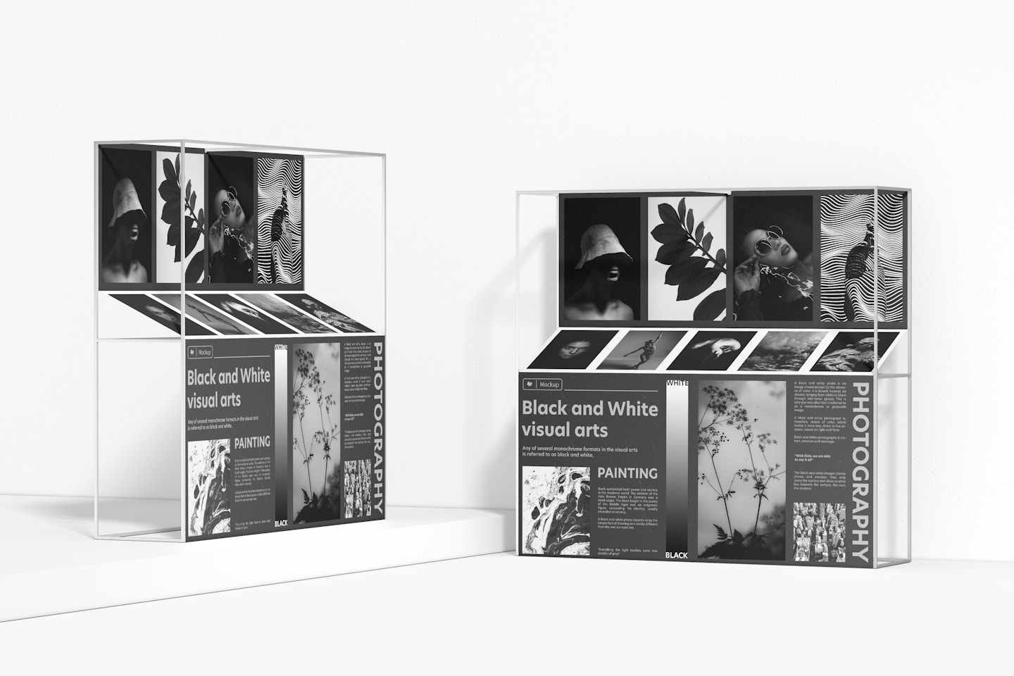 Large Exhibition Poster Stands Mockup, Perspective