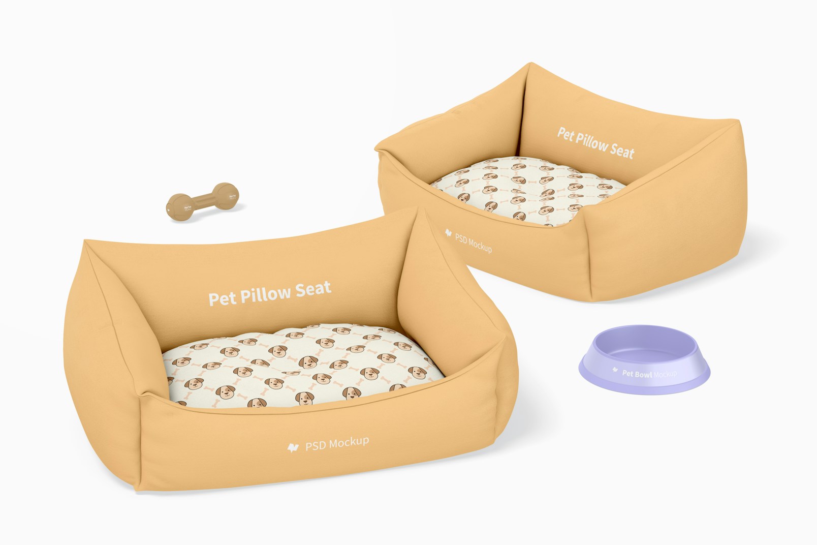 Pet Pillow Seats Mockup, Perspective