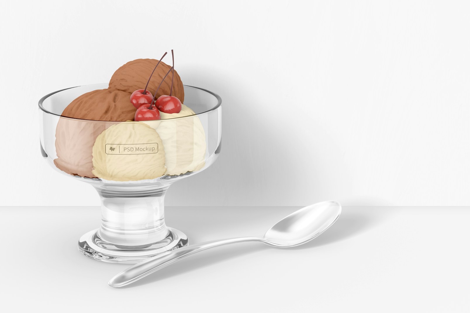 Small Glass Dessert Cup Mockup, Perspective