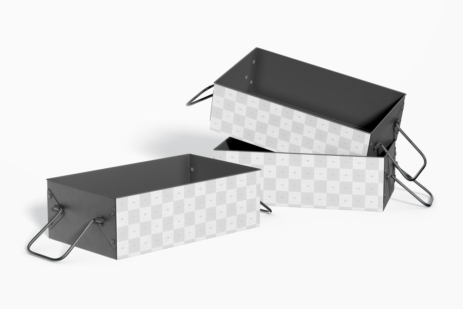Metal Trays with Handles Mockup, Stacked