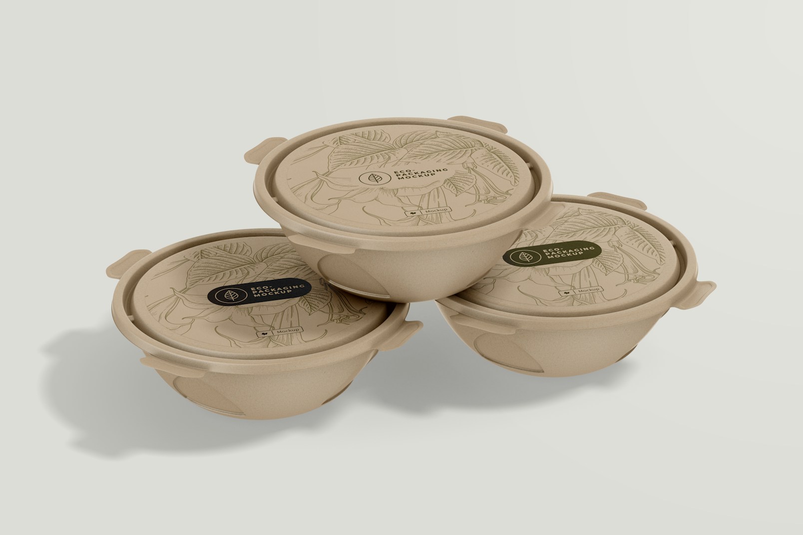 Compostable Bowls with Lid Mockup