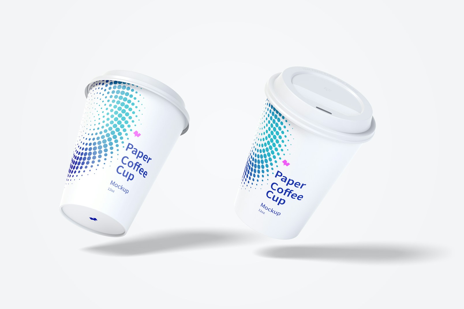 12oz Paper Coffee Cups Mockup, Floating 03