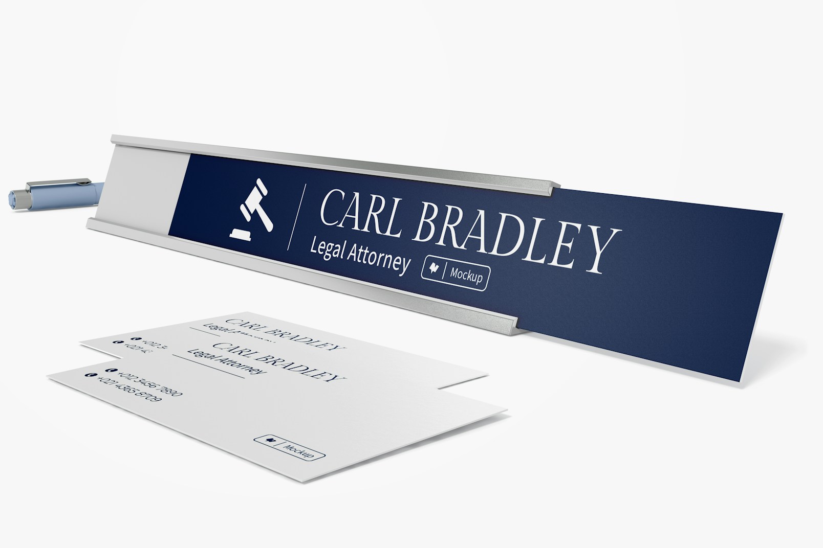 Metal Desk Name Plate Mockup, Right View
