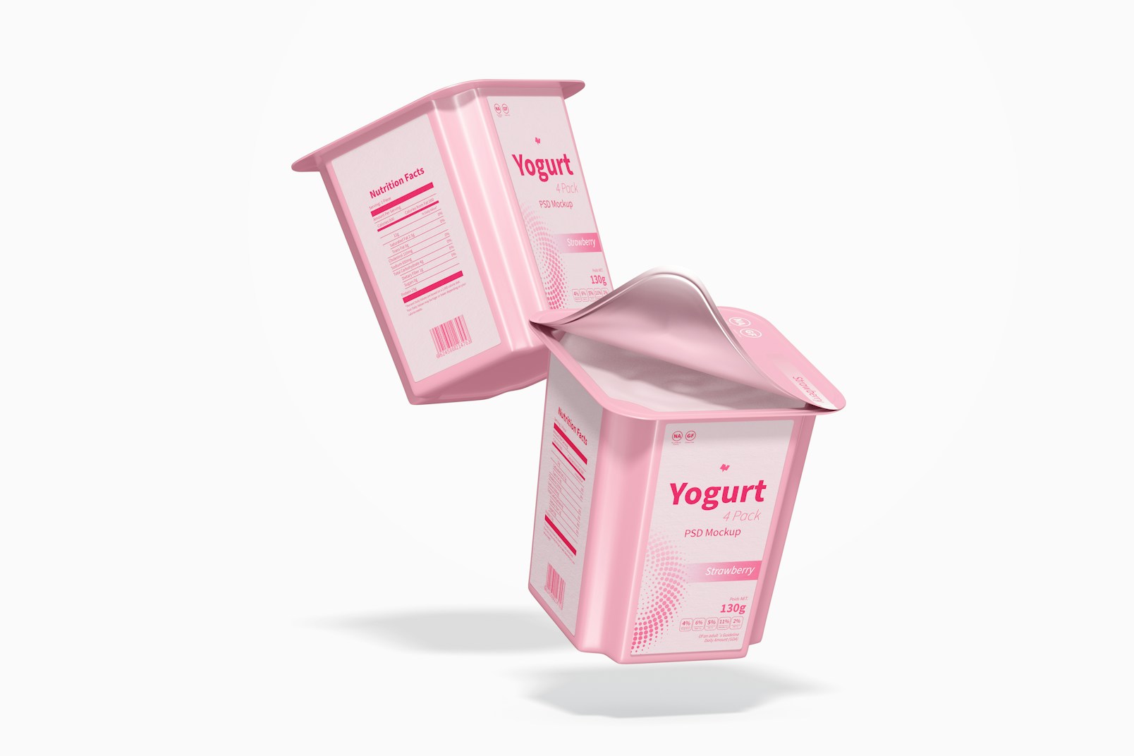 Yogurt 4 Pack Mockup, Falling