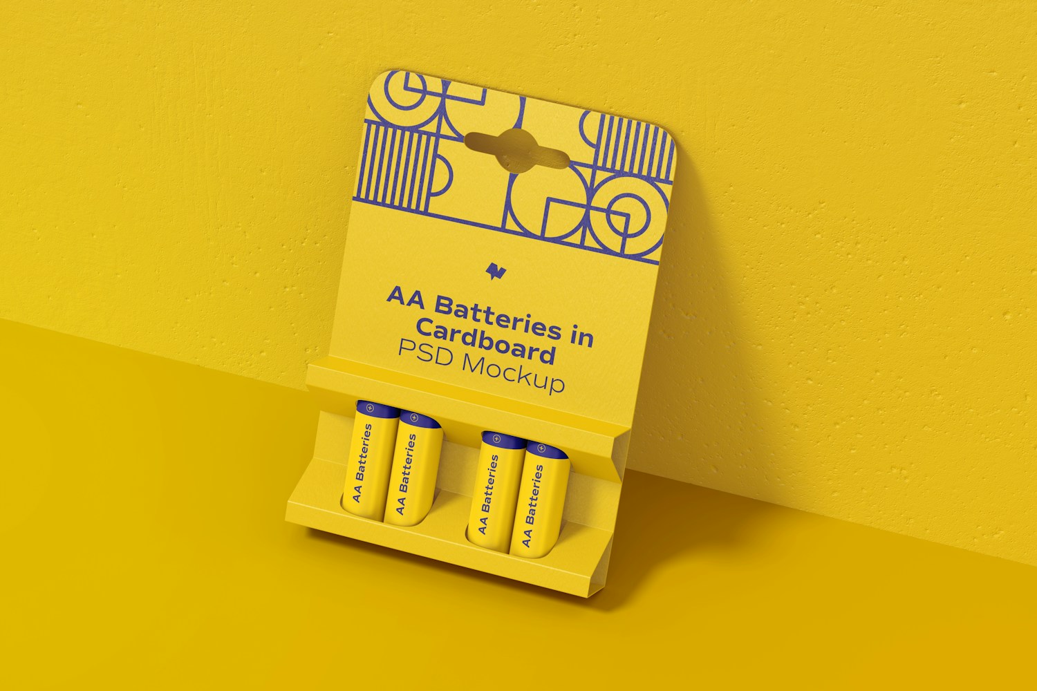 AA Batteries in Cardboard Mockup, Leaned