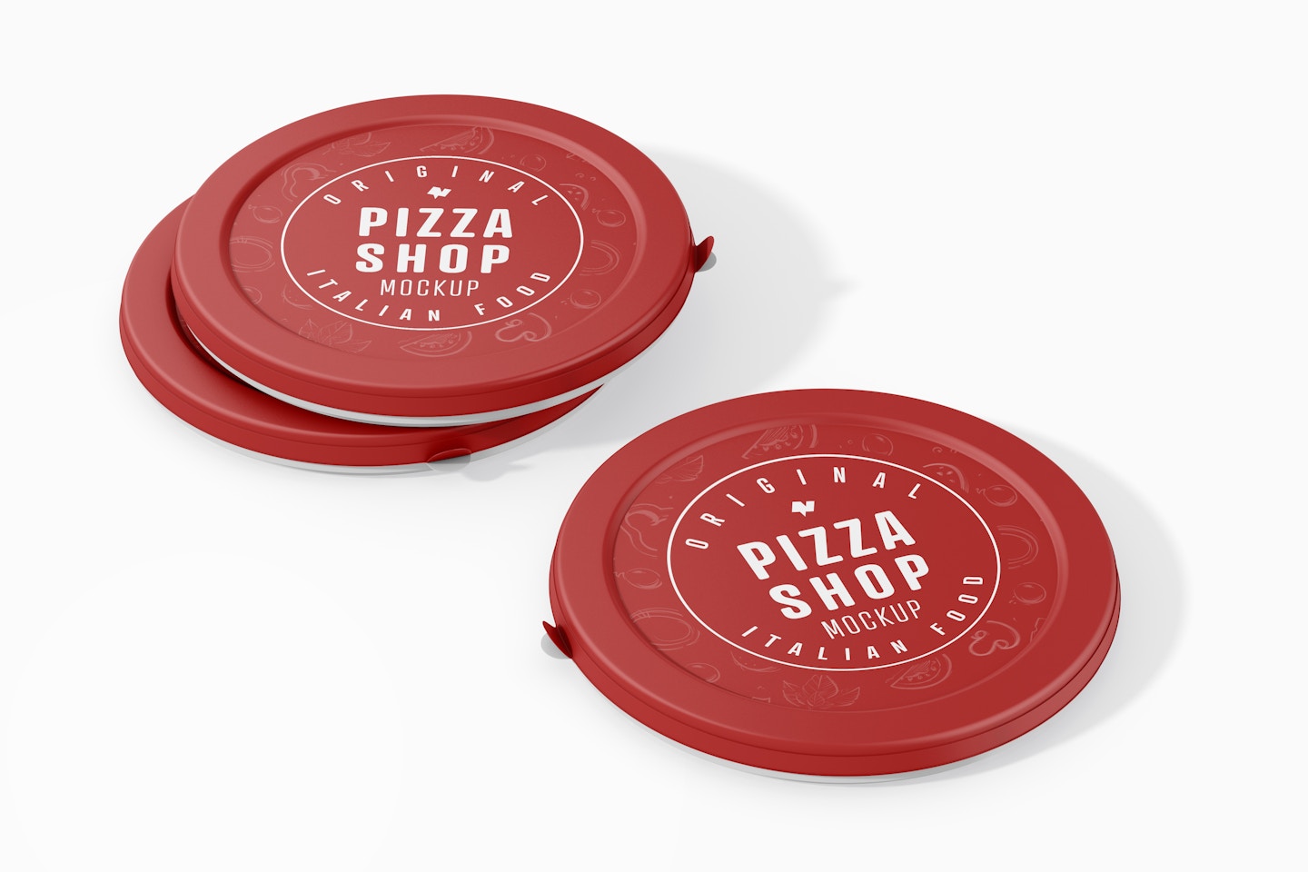 Round Pizza Packaging Mockup, Stacked