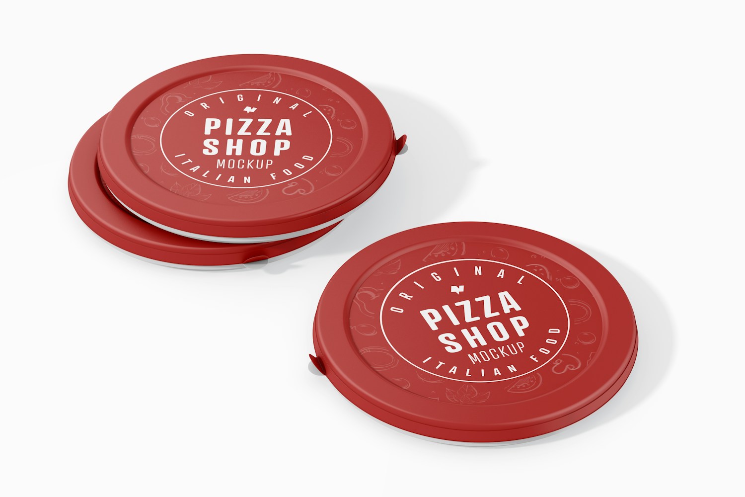 Round Pizza Packaging Mockup, Stacked