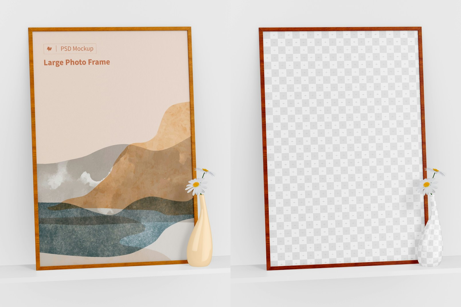 Large Photo Frame Mockup, Perspective View