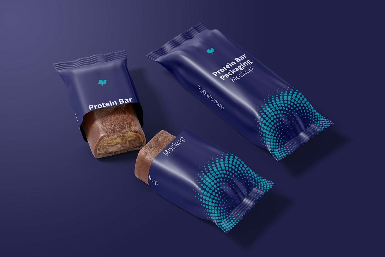 Protein Bars Packaging PSD Mockup, Perspective