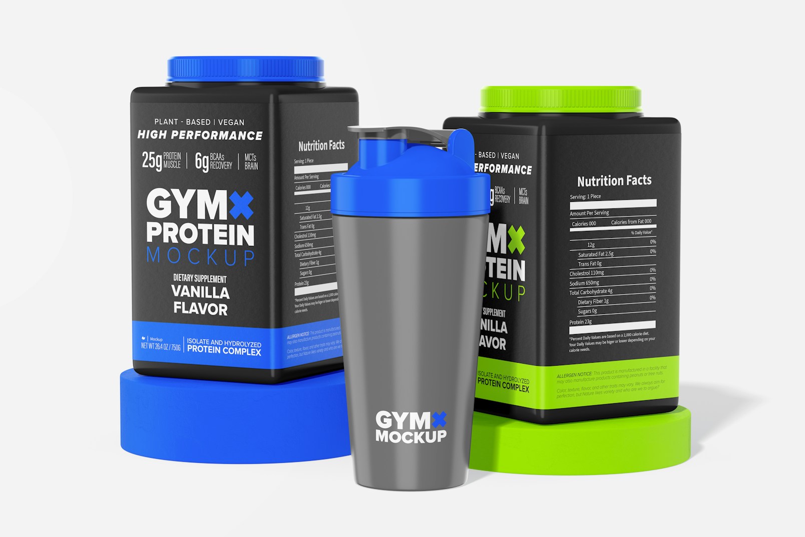 Square Protein Powder Containers Mockup