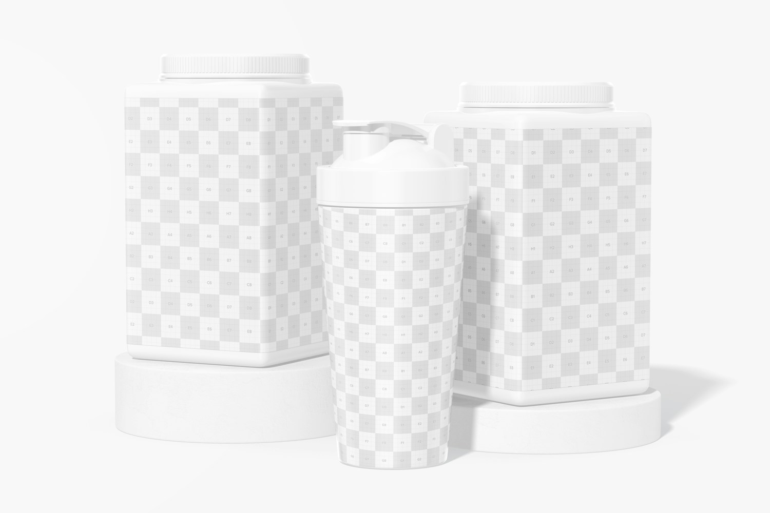 Square Protein Powder Containers Mockup