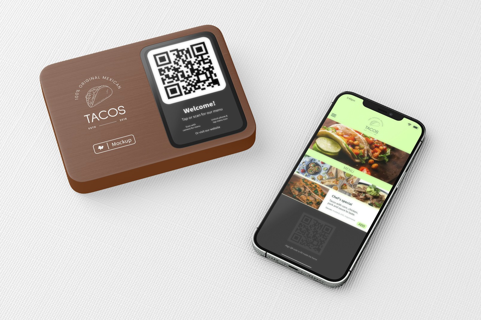 Contactless Menu with Smartphone Mockup