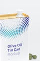 1 Liter Olive Oil Rectangular Tin Can Mockup, Close-Up
