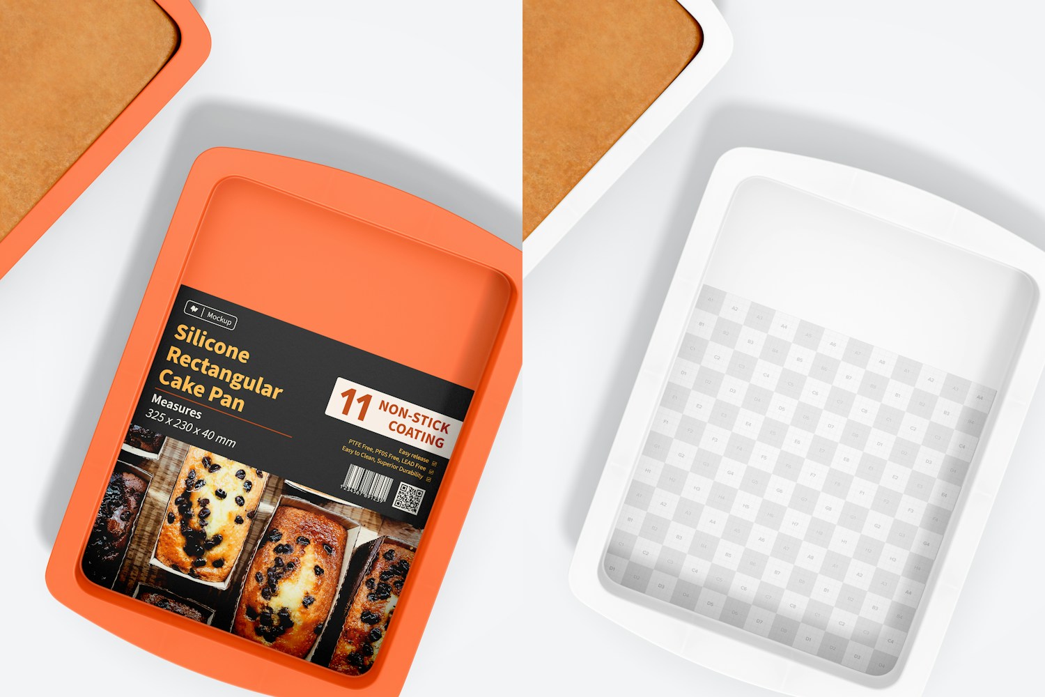 Silicone Rectangular Cake Pans Mockup, Close Up Silicone Rectangular Cake Pans Mockup, Close Up