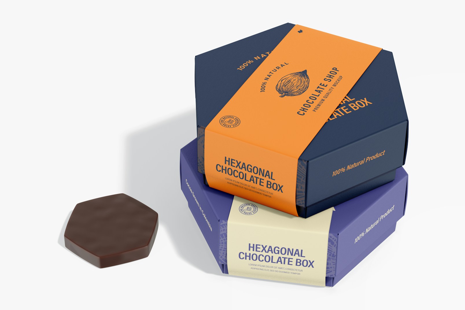Hexagonal Chocolate Box Mockup